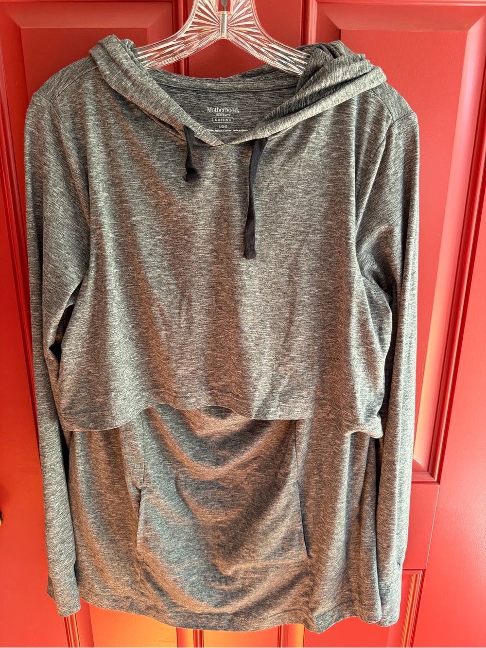 Motherhood Maternity Gray Nursing Hoodie with Drop-Front Panel